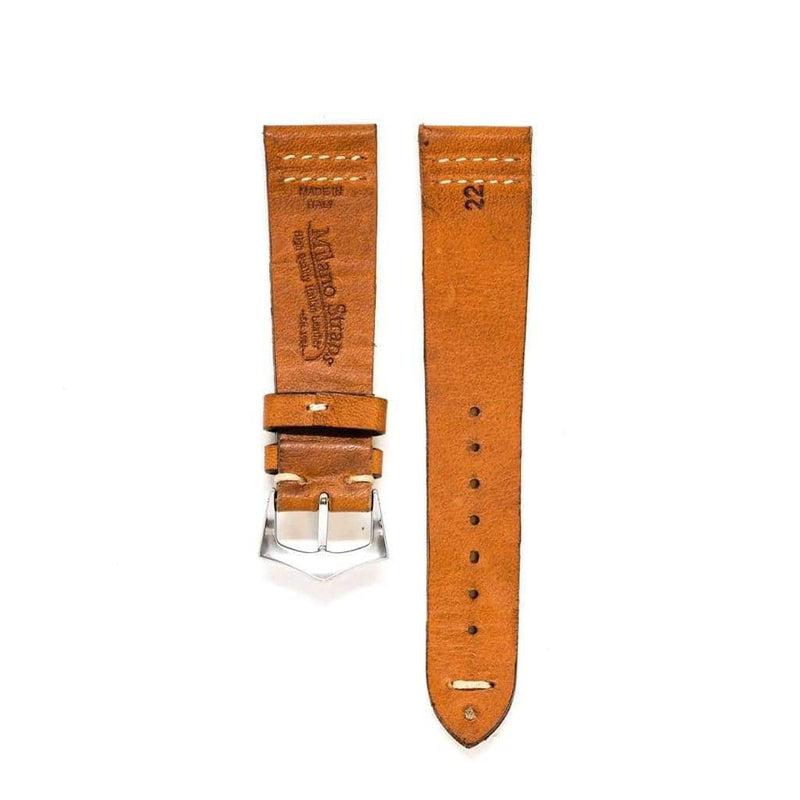 Cognac Vintage Leather Watch Strap Doble Stitches - Image 3