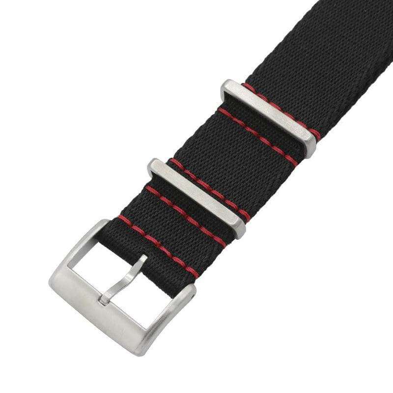 Black Nylon Military Watch Strap with Red Stitches - Image 4