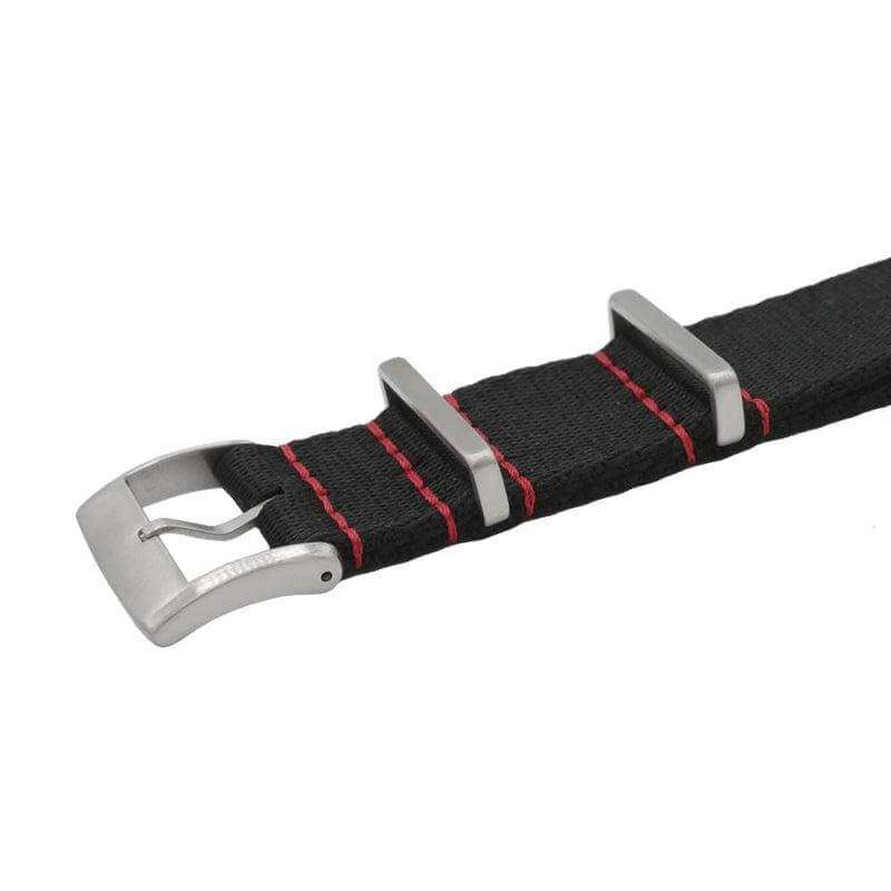 Black Nylon Military Watch Strap with Red Stitches - Image 5