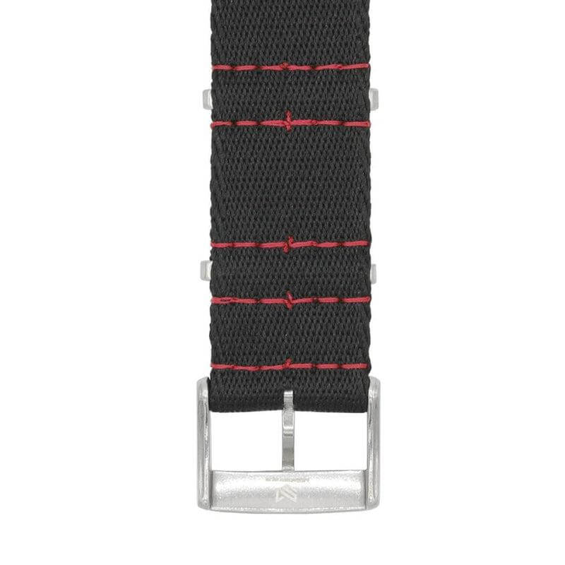 Black Nylon Military Watch Strap with Red Stitches - Image 6