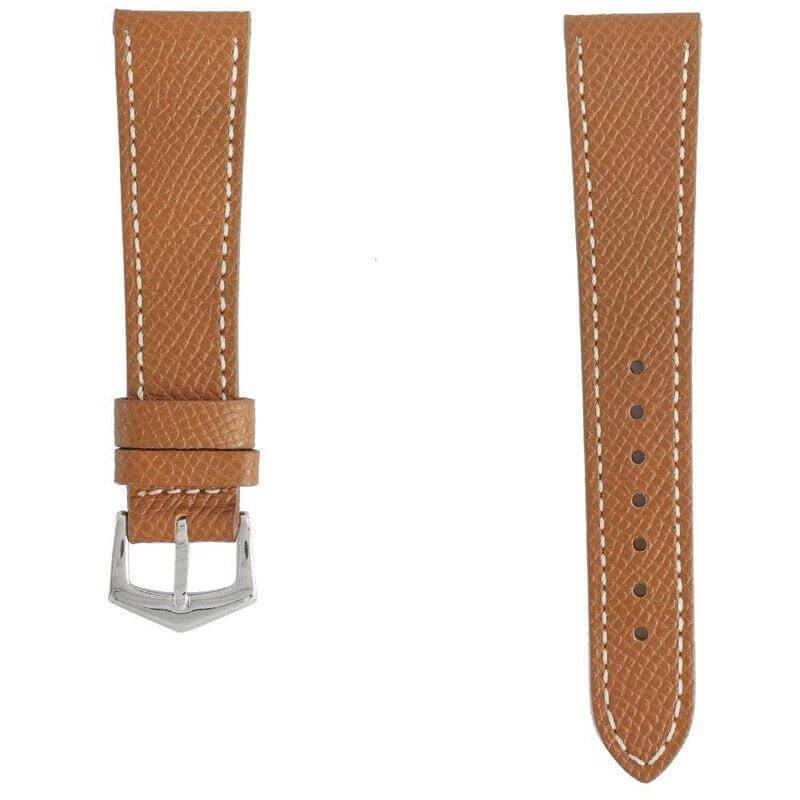 Tan Hammered Calfskin Ecru Stitches Watch strap - Image 3