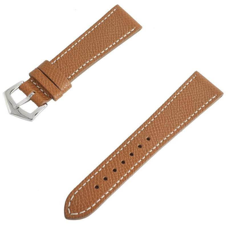Tan Hammered Calfskin Ecru Stitches Watch strap - Image 4