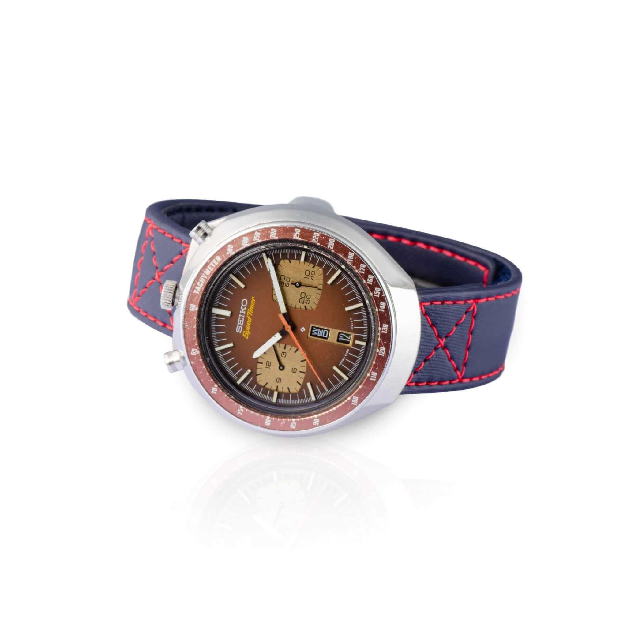 Blue Velcro® Watch Band Red Stitches 20mm - Image 5