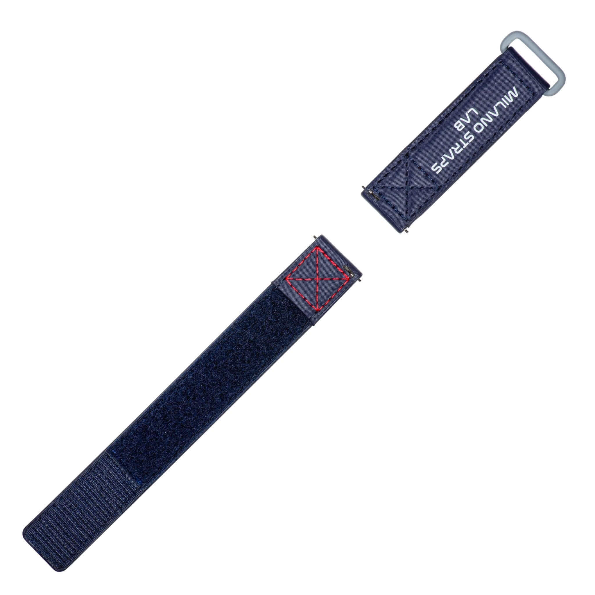 Blue Velcro® Watch Band Red Stitches 20mm - Image 6