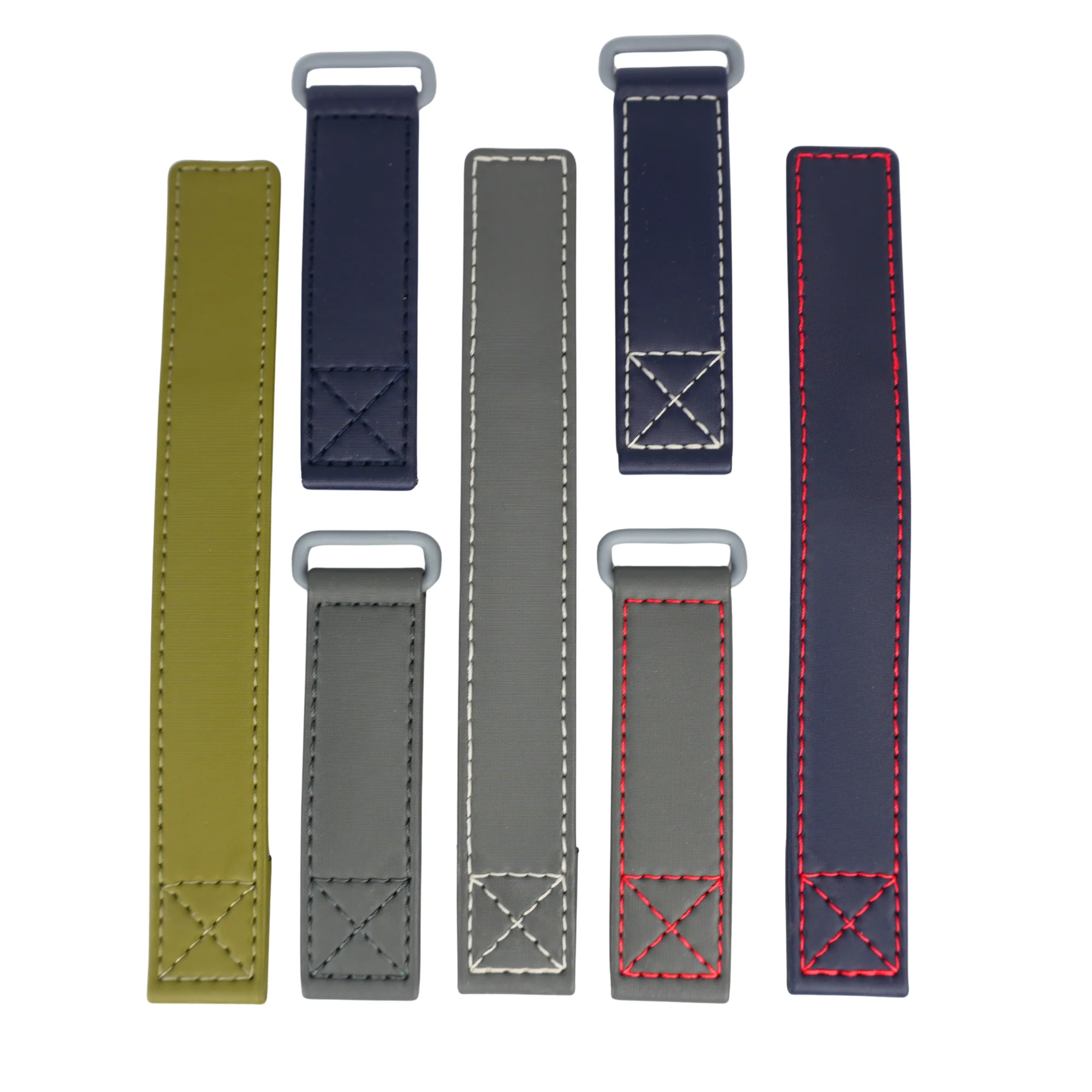 Grey Velcro® Watch Band Ecru Stitches 20mm - Image 5