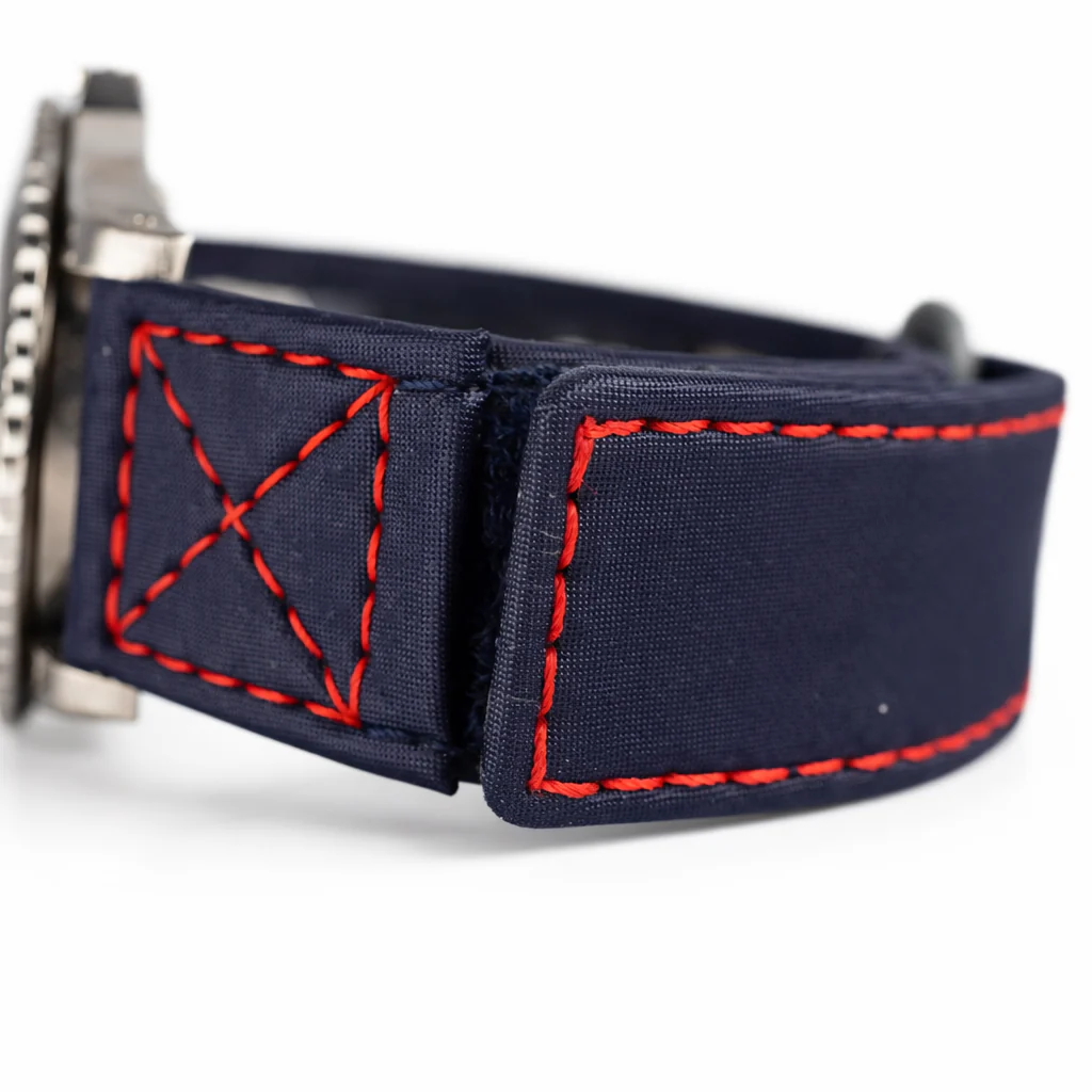 Grey Velcro® Watch Band Ecru Stitches 20mm - Image 6