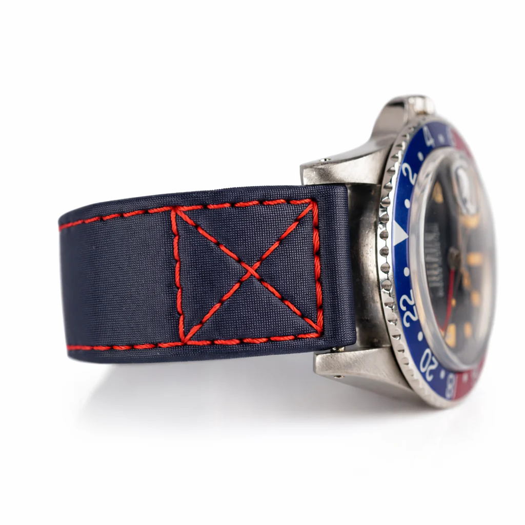 Grey Velcro® Watch Band Ecru Stitches 20mm - Image 7