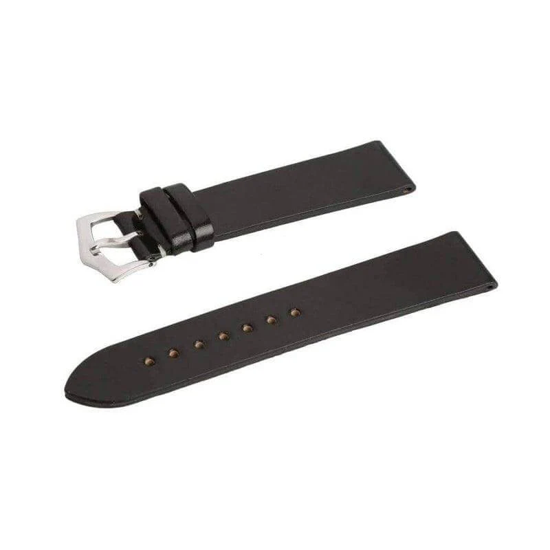 Black Cordovan Leather Watch Strap No Stitches - Image 3