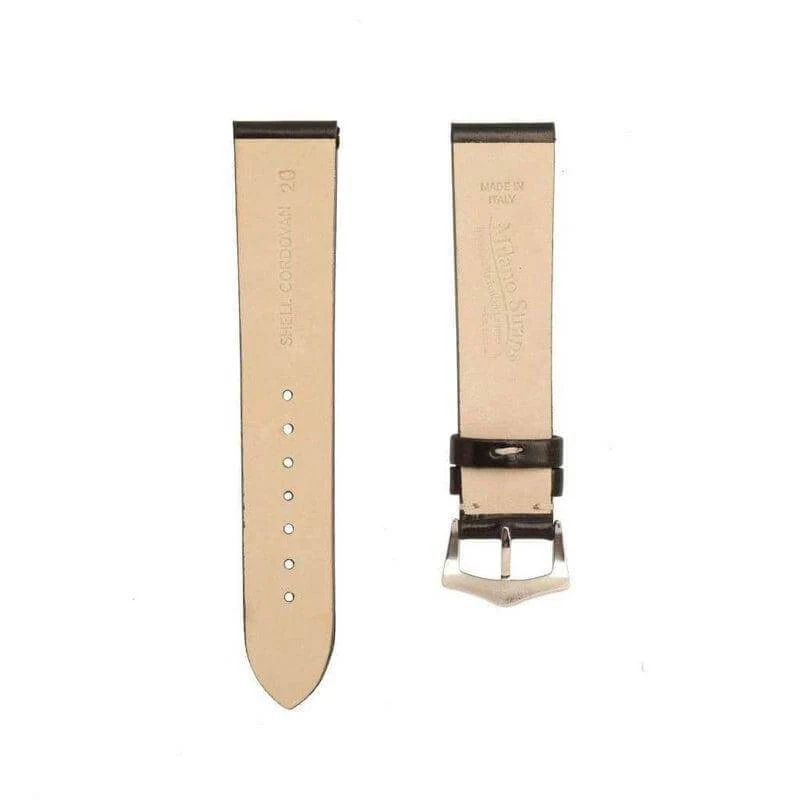 Black Cordovan Leather Watch Strap No Stitches - Image 4