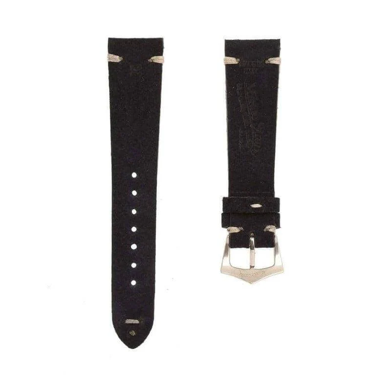 Dark Blue Suede Vintage Leather Watch Strap - Image 3
