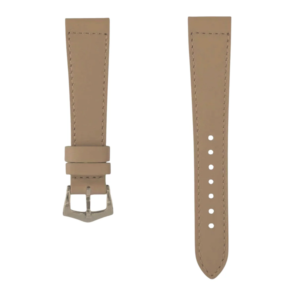 Dark Taupe Calfskin Leather Watch Strap Box Stitches - Image 2