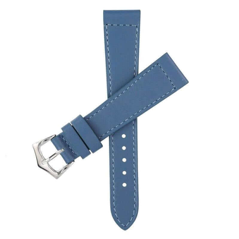 Denim Calfskin Leather Watch Strap Box Stitches