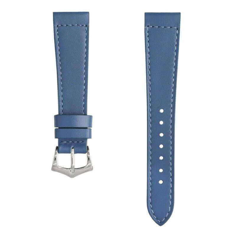 Denim Calfskin Leather Watch Strap Box Stitches - Image 2