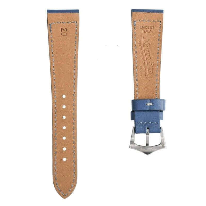 Denim Calfskin Leather Watch Strap Box Stitches - Image 3