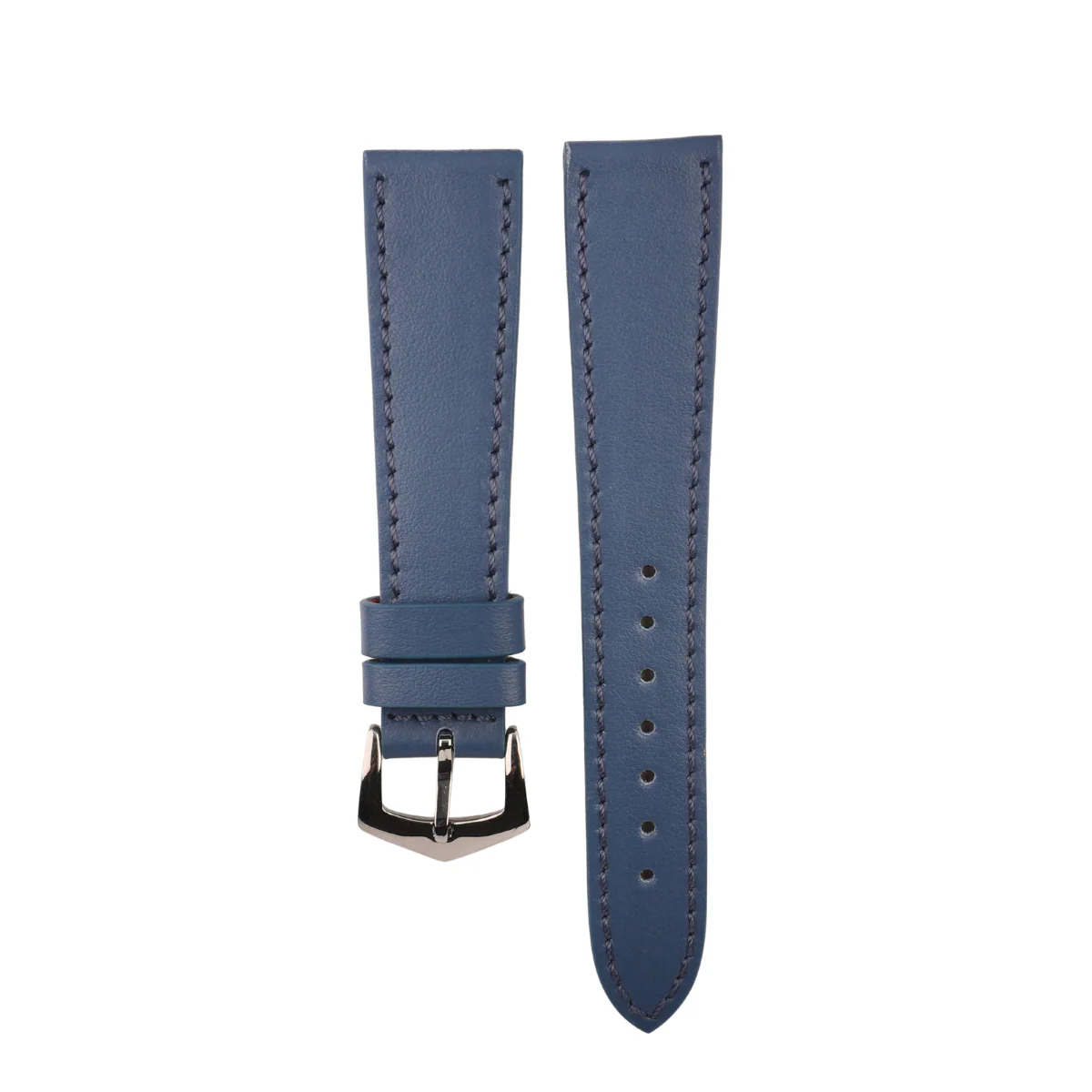 Denim Calfskin Leather Watch Strap Sides Stitches - Image 2