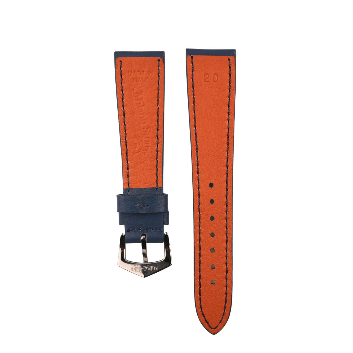 Denim Calfskin Leather Watch Strap Sides Stitches - Image 3