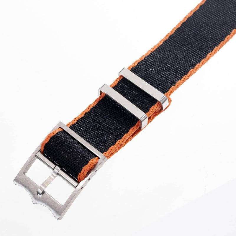Premium Black Nylon Military Watch Strap with Orange-Single Pass - Image 4