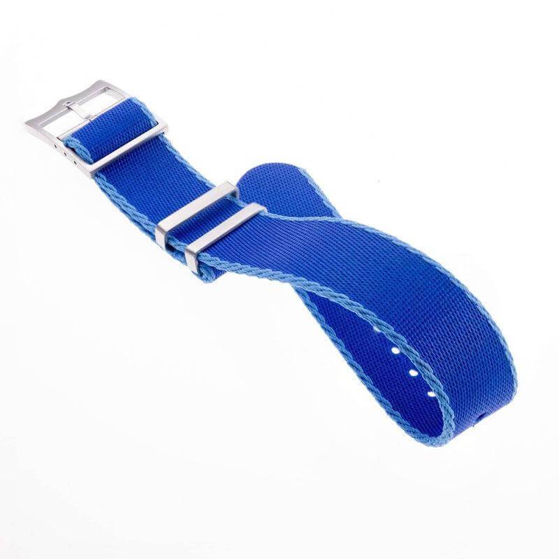 Premium Blue Nylon Military Watch Strap with Light Blue - Single Pass - Image 3