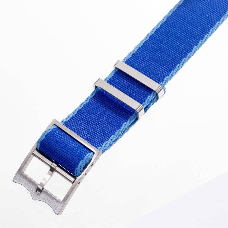 Premium Blue Nylon Military Watch Strap with Light Blue - Single Pass - Image 4
