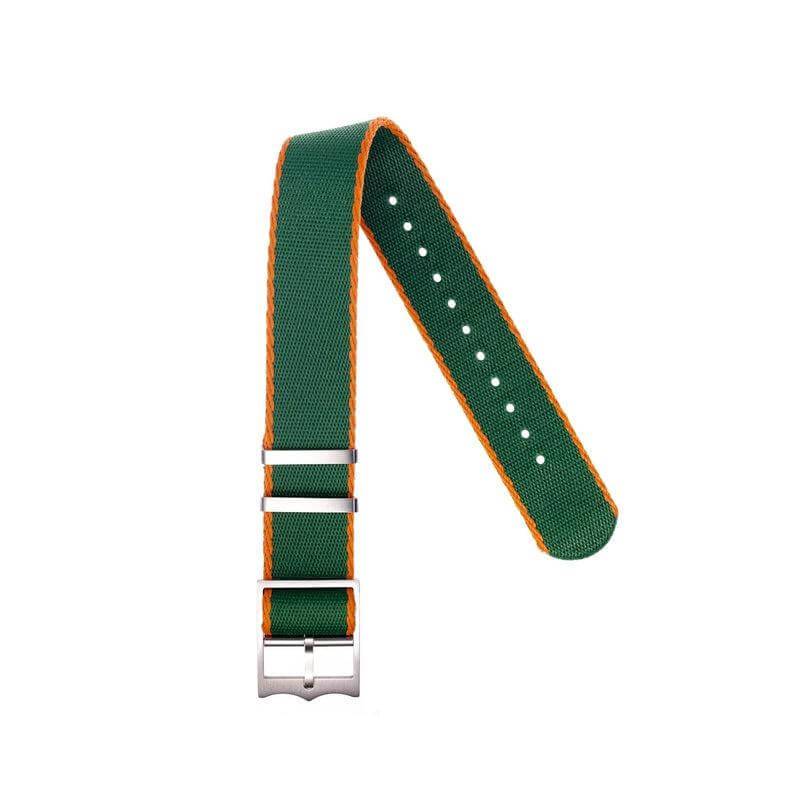 Green Premium Nylon Military  Watch Strap with Orange - Tudor Watch Style