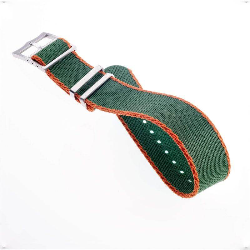 Green Premium Nylon Military  Watch Strap with Orange - Tudor Watch Style - Image 3