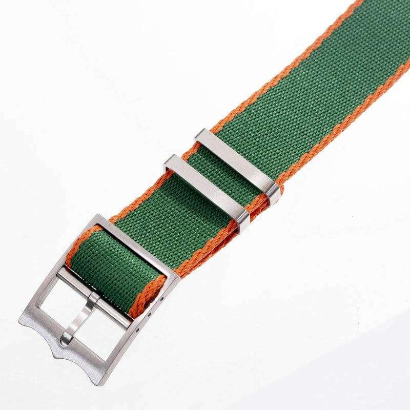 Green Premium Nylon Military  Watch Strap with Orange - Tudor Watch Style - Image 4
