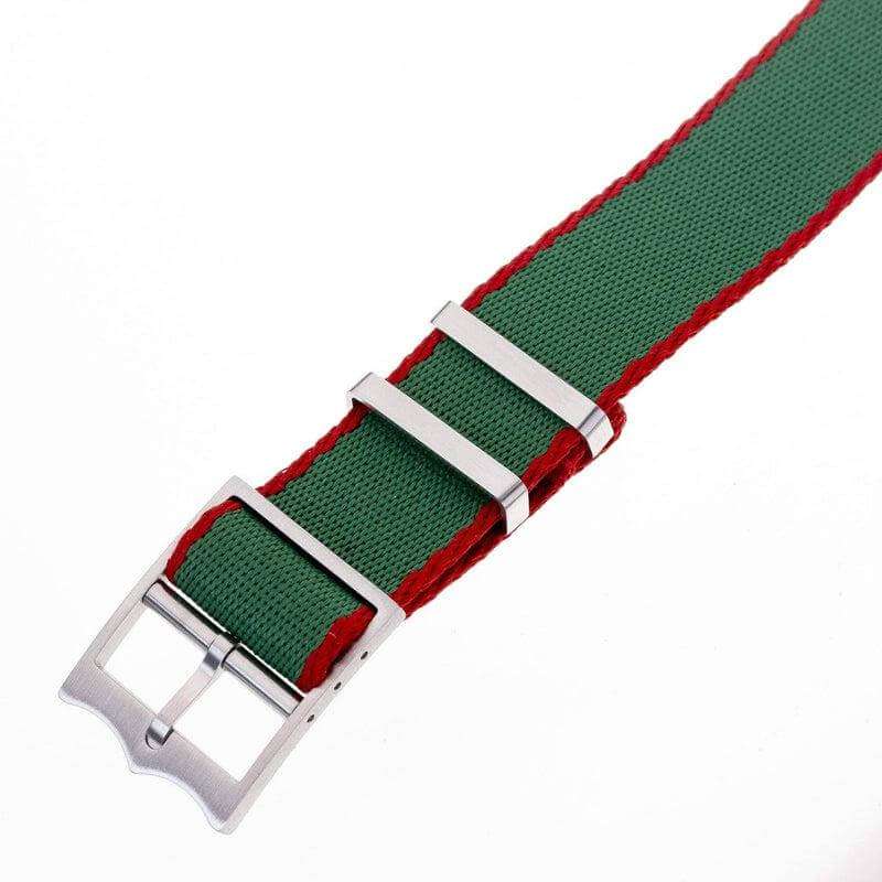 Premium Green Nylon Military Watch Strap with Red- Single Pass - Image 2