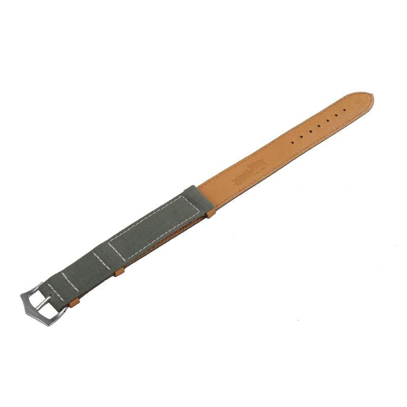 Green Canvas & Brown Leather Military Watch Strap - Image 3