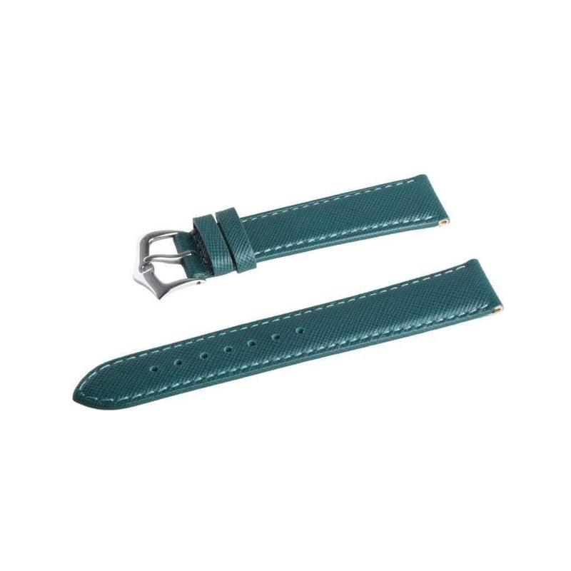 Green Saffiano Folded Edge Green Stitches Watch Strap - Image 3