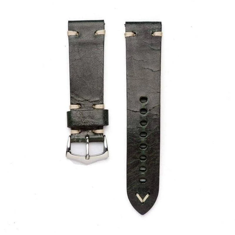 Green Vintage Leather watch strap - Image 2