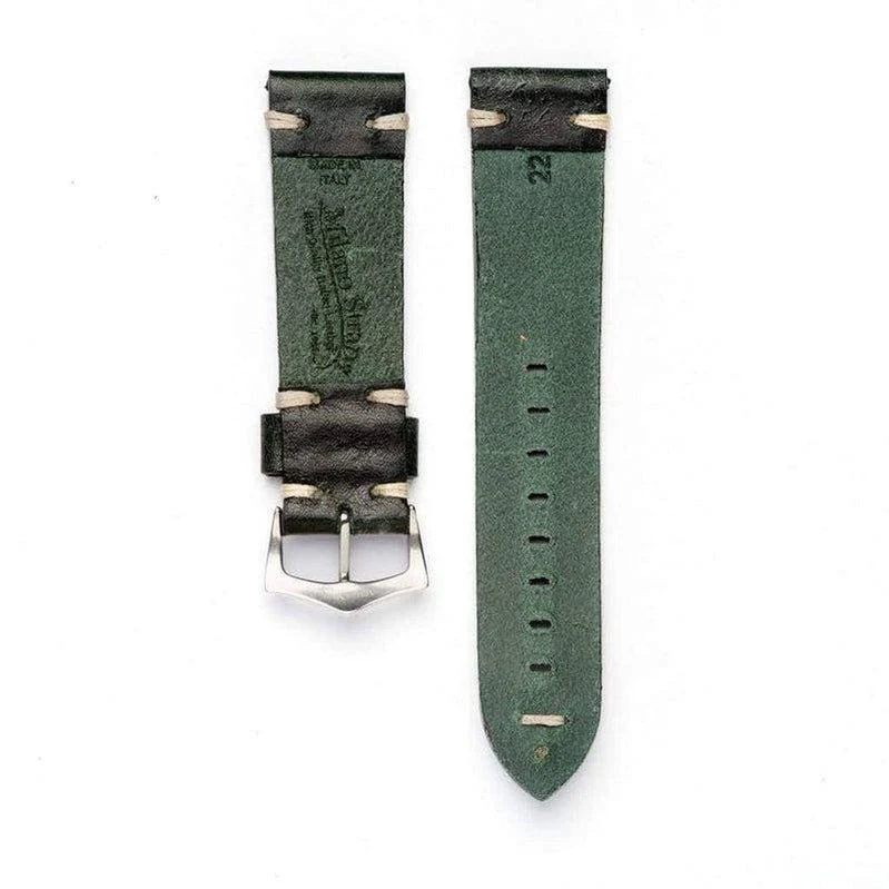 Green Vintage Leather watch strap - Image 3
