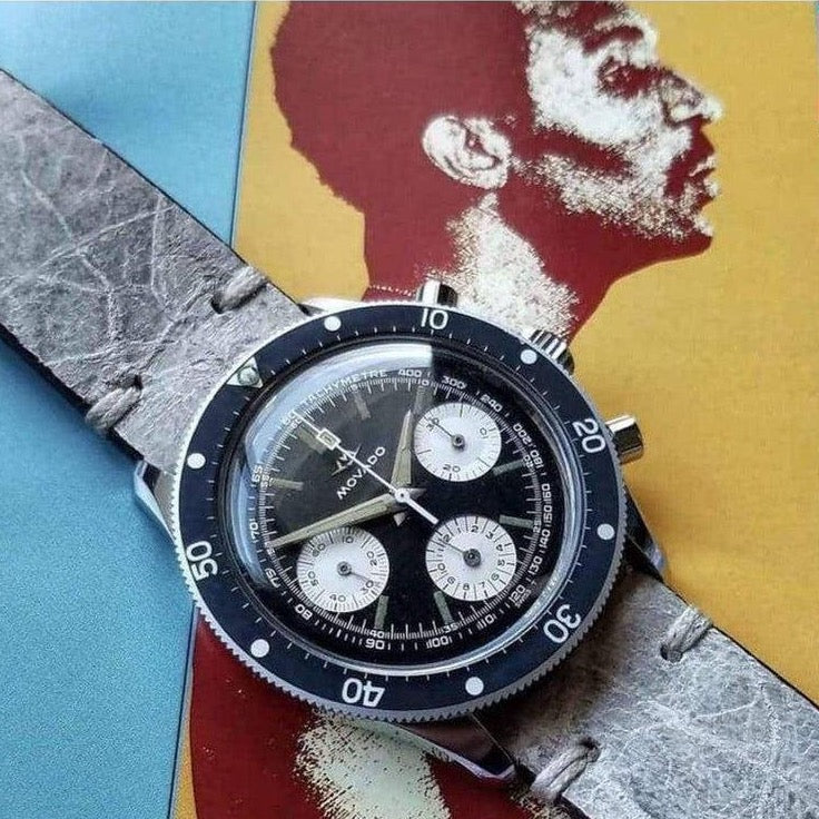 Grey Moon Leather Vintage Watch Strap - Image 2