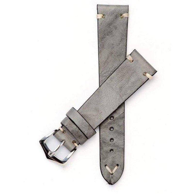 Hand Brushed Soft Grey Vintage Leather watch Strap