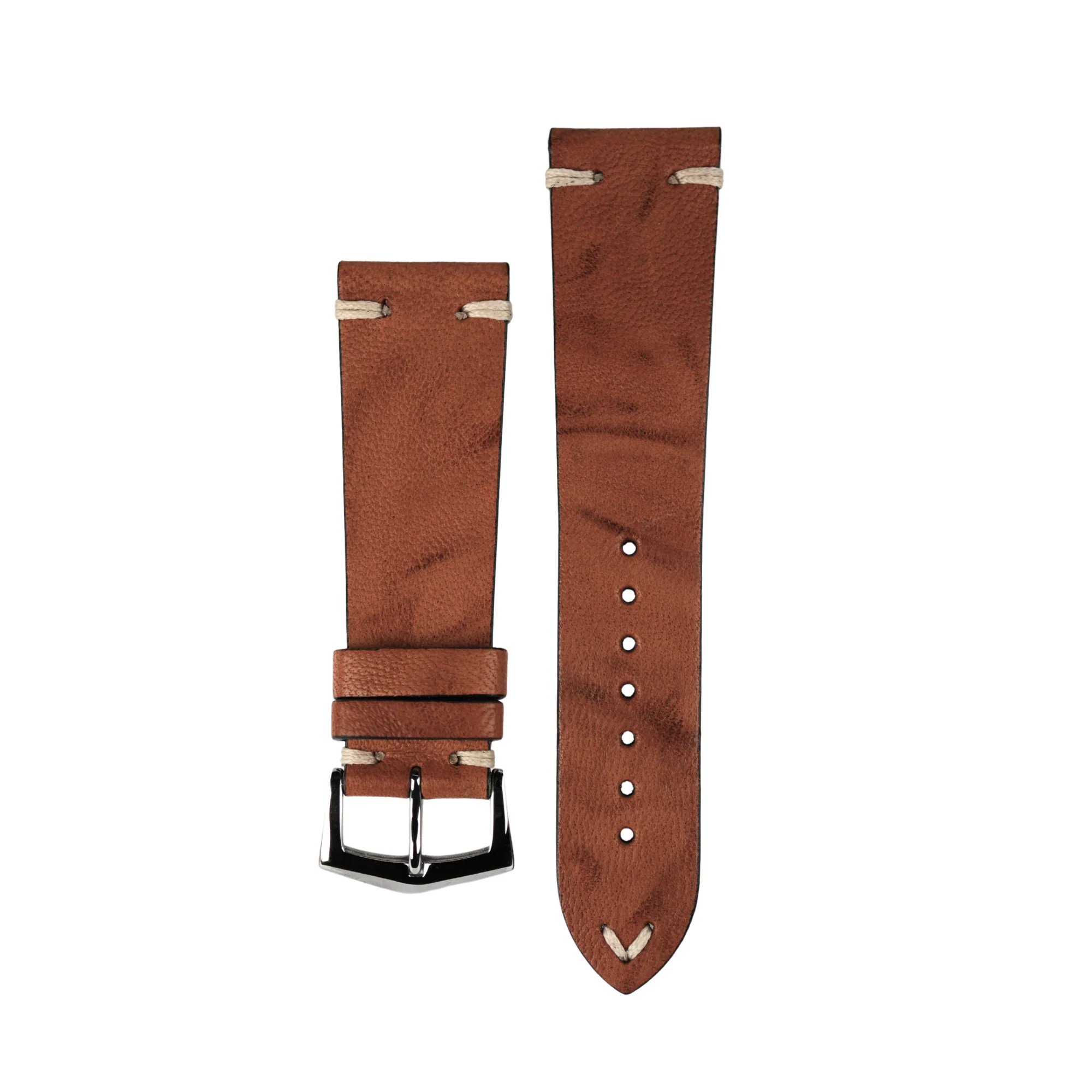 Hand Brushed Soft Caramel Cognac Vintage Leather watch Strap - Image 2