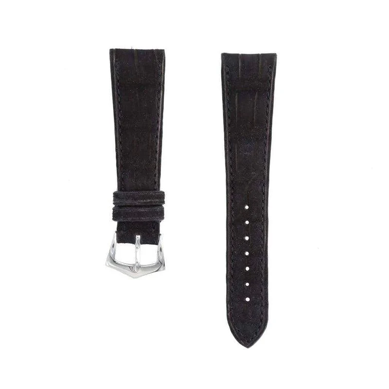 Hand Stitches Black Alligator Nubuck Watch Strap - Image 2