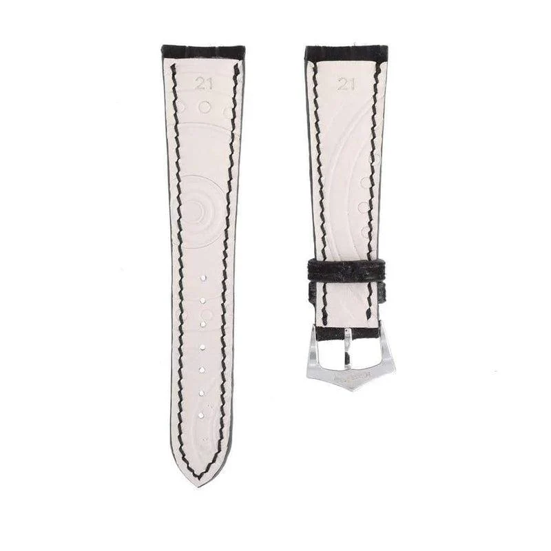 Hand Stitches Black Alligator Nubuck Watch Strap - Image 3