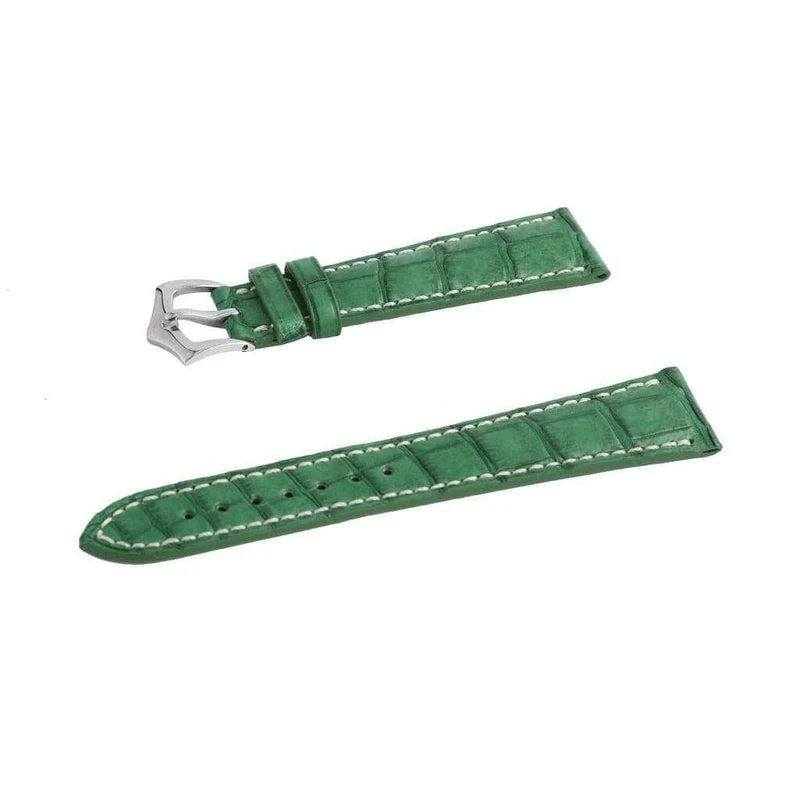 Hand-Sewn Matt Green Caiman Watch Strap - Image 4