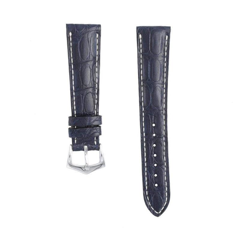 Hand-Sewn Matt Blue Caiman Watch Strap - Image 2