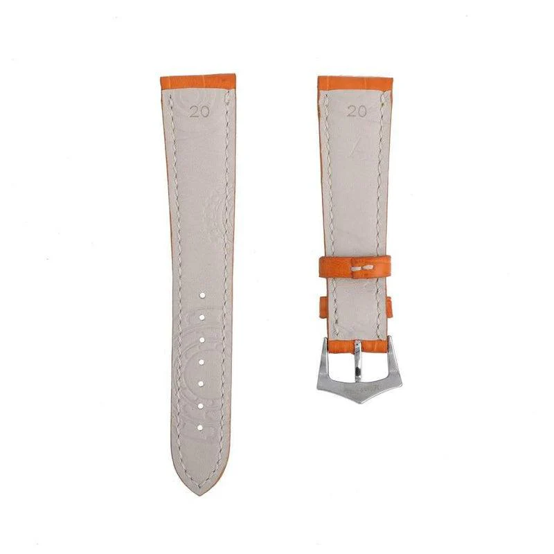 Hand-Sewn Matt Orange Caiman Watch Strap - Image 3