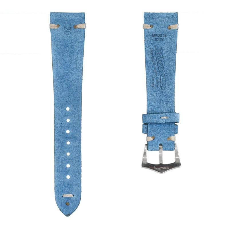 Light Blue Suede Vintage Leather Watch Strap - Image 4