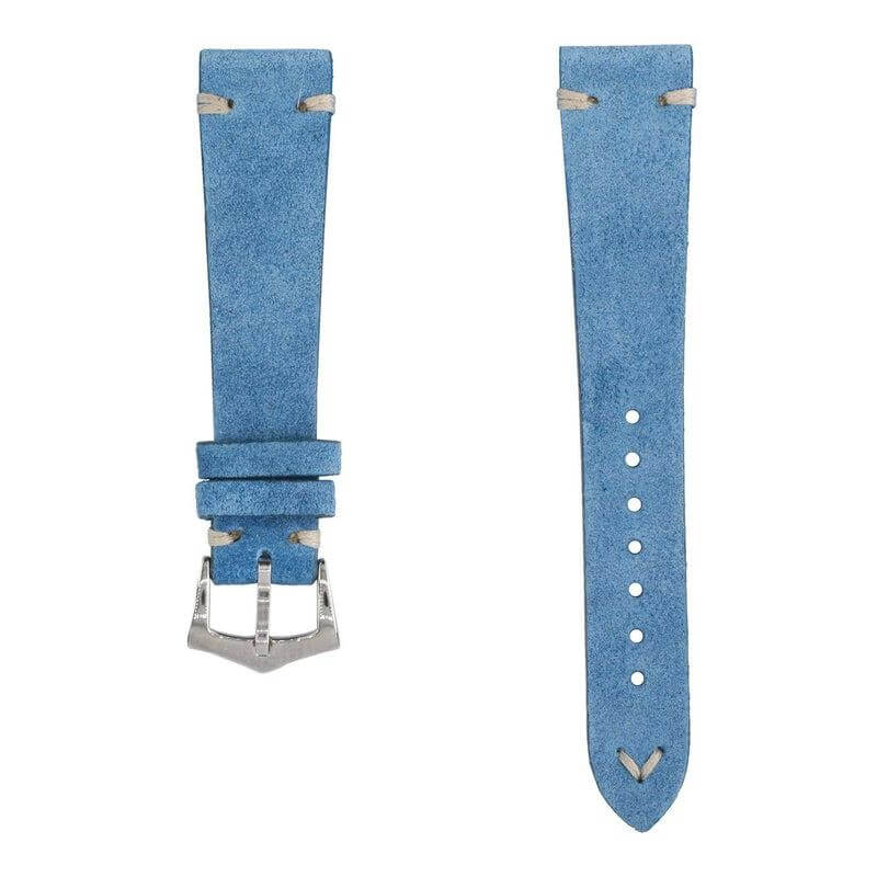 Light Blue Suede Vintage Leather Watch Strap - Image 5