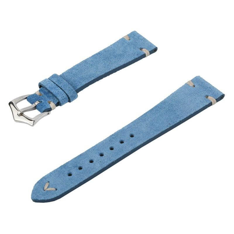 Light Blue Suede Vintage Leather Watch Strap - Image 6
