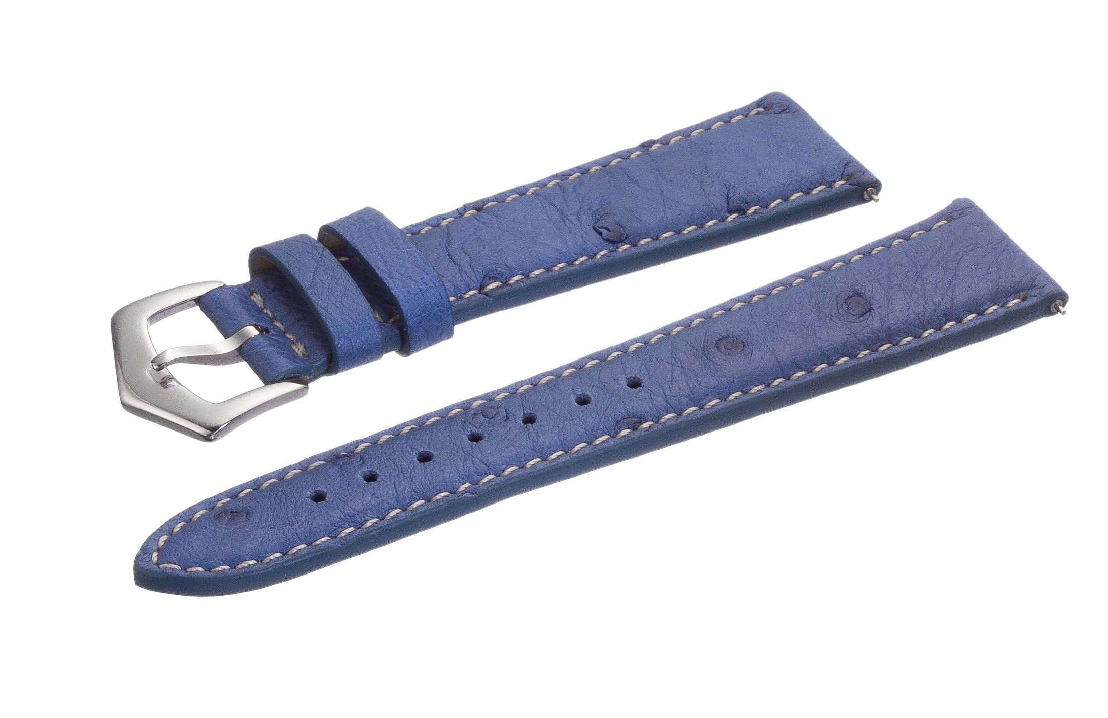 Light Blue Ostrich Leather Watch Band - Image 5