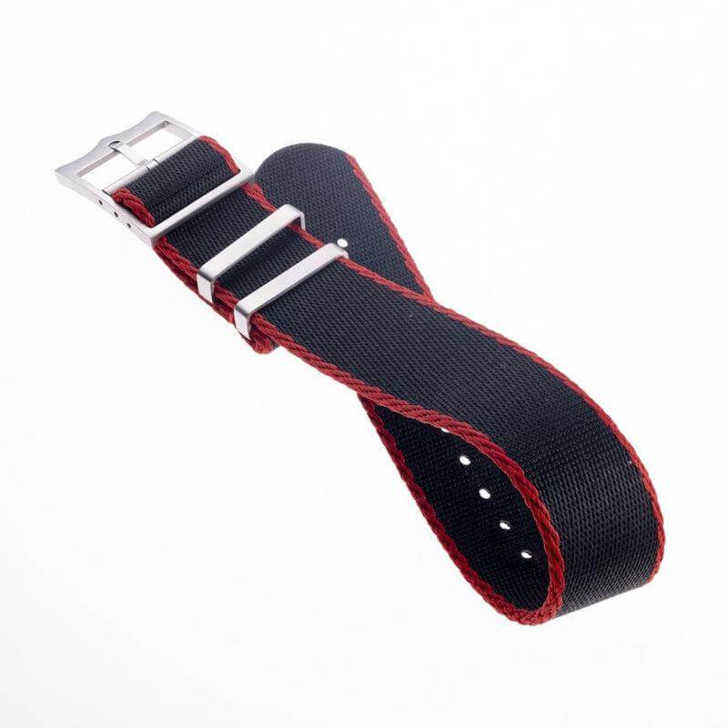 Premium Black Nylon Military Watch Strap with Red - Single Pass -100% Eco-Friendly - Image 3