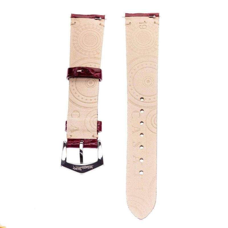 Matt Burgundy Alligator Minimal Stitches Watch Strap - Image 3