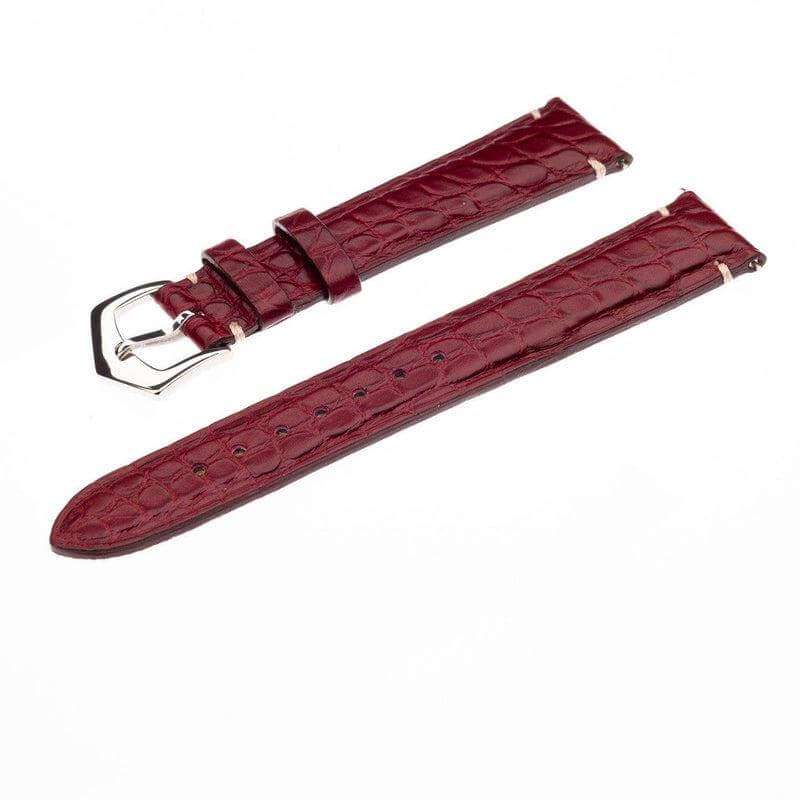 Matt Burgundy Alligator Minimal Stitches Watch Strap - Image 4