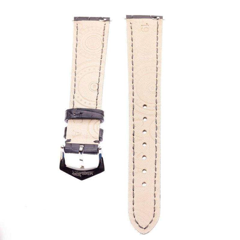 Matt Dark Grey Alligator Watch Strap - Image 3