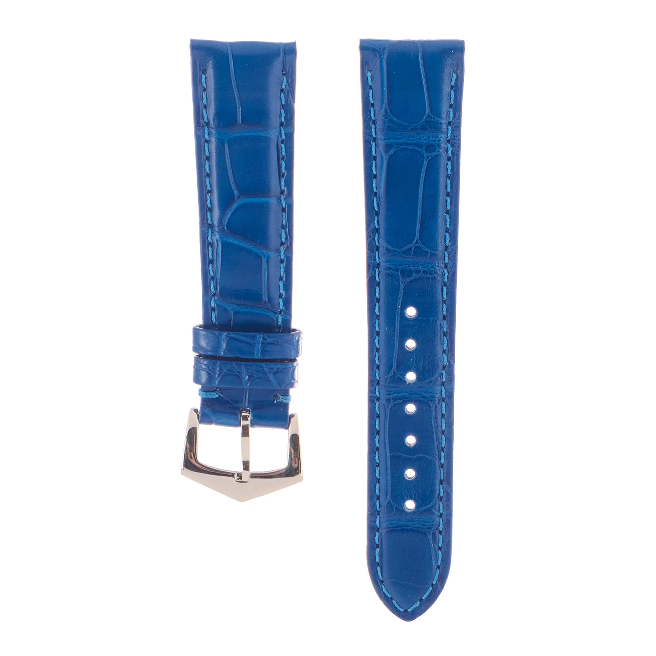 Matt Light Blue Alligator Watch Strap - Image 8
