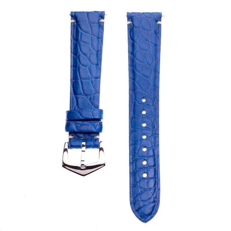 Matt Light Blue Alligator Minimal Stitches Watch Strap - Image 3