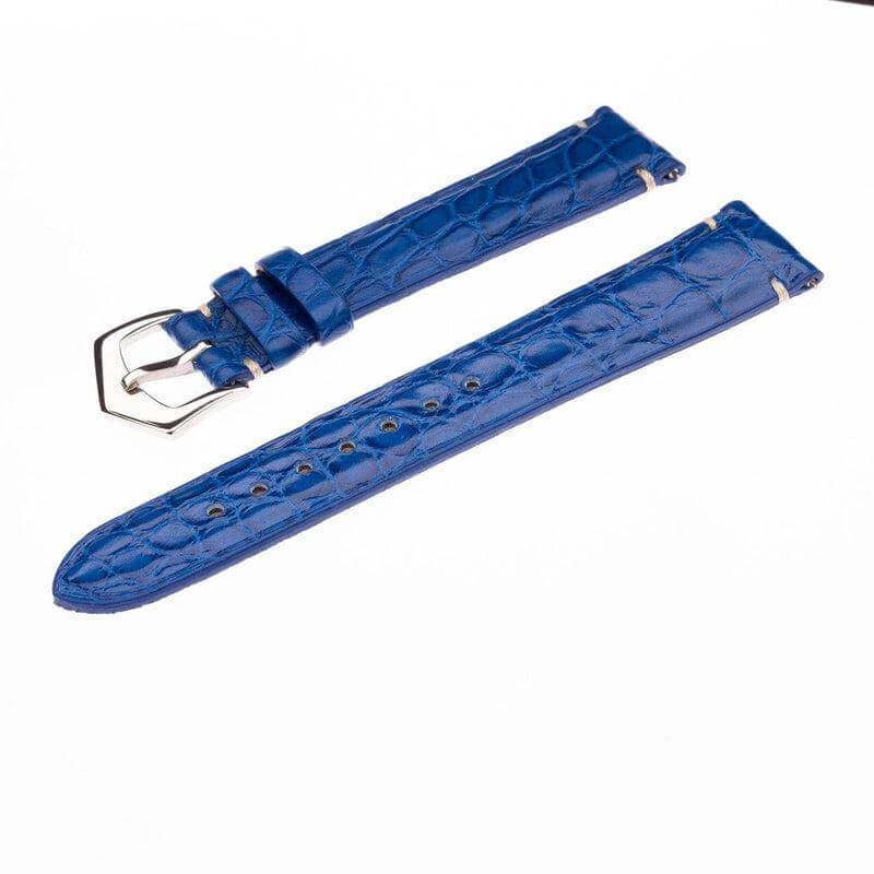 Matt Light Blue Alligator Minimal Stitches Watch Strap - Image 4